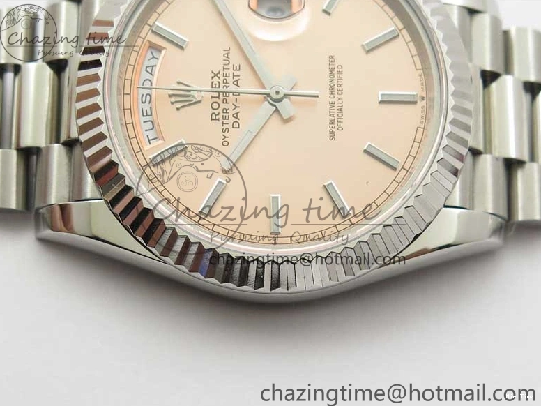 MiroTime 0307 Neat Day-Date 40mm 228239 BP New Dial Version 904 SS RG Stick Markers Dial on SS President Bracelet A 2819